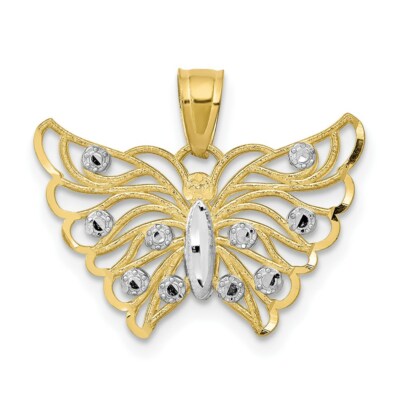 Echter 10kt mit Rhodium Schmetterling Anhänger