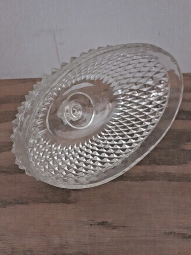 Vintage Indiana Pressed Glass 2 Pc Butter Dish Oval Dome Lid Diamond Point Cut - Picture 5 of 7