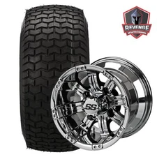 10"  Casino Mirror Golf Cart Wheels and Tires Combo (20x10-10 Turf) Set of 4