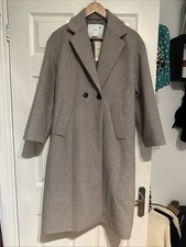 Light Brown Oversized Wool Coat With Pockets Mango MNG Size XS Extra Small 6/8