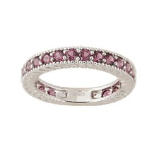 Eternity Band Ring Rhodolite Garnet 925 Sterling Silver Ring Women Size 7