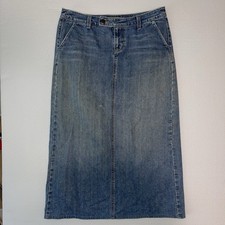 Vintage Eddie Bauer Maxi Denim Skirt Women s Size 8 Blue Y2K Preppy Comfort