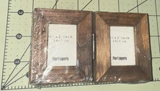 Pier 1 Imports Dark Natural Wooden Double Mini Frame, Hinged Sealed 3.8 X 5 cm