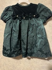 Vtg Good Lad of Philadelphia Baby Toddler Girl's Green Floral BowDress 2T