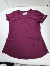 Skechers Scrub Top Womans Size Small V-neck Wine Pit To Pit 18in