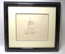 1938 GOOFY Boat Builders ORIGINAL ANIMATION ART 15.5"x 17" Framed Drawing DISNEY