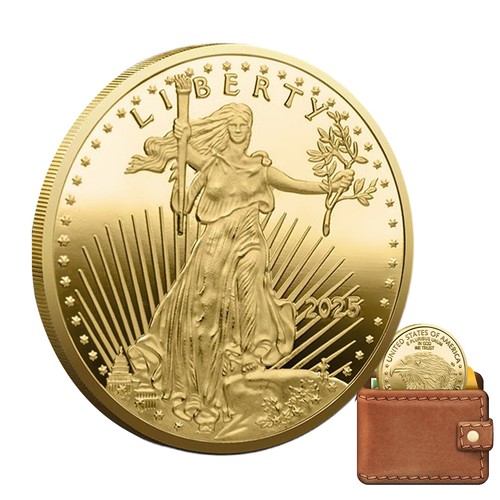 US Commemorative Challenge Coin American Eagle Gold 2025 Statue of Liberty - Foto 8 di 10