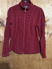 Ariat Fleece Jacket Womens L Full Zip Pockets Outdoor Equestrian Logo Red Ranch
