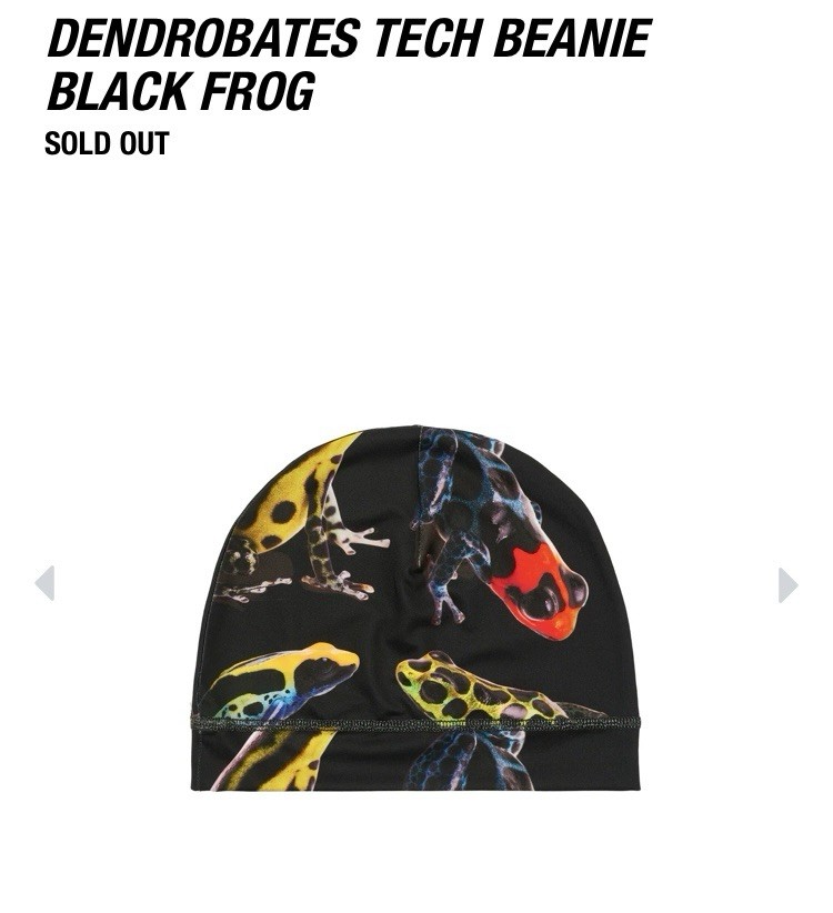 PALACE SKATEBOARDS DENDROBATES TECH BEANIE BLACK FROG S/M | eBay