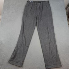 Vintage Polo Ralph Lauren Pants Mens 35x33 Gray Wool Dress Trouser Pleated