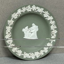 Wedgwood Sage Green Jasperware Vintage 4.5" Round Plate Made in England