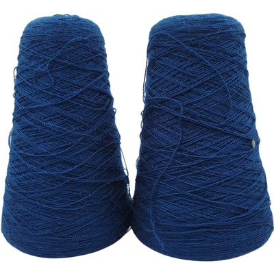 Lot of 2 Vintage Milliken Yarns Acrylic Blue Weaving Yarn Cone 2/28 Lot 78998