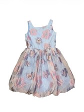 Rare Editions light blue/pink floral dress with tulle skirt