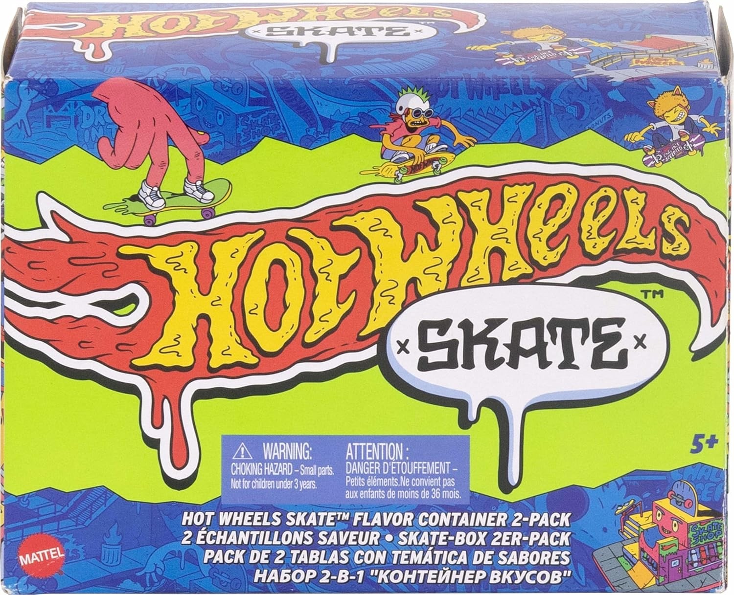 Hot Wheels Skate Fingerboards & Skate Shoes, 2 Flavor Containers Fun Kids Play