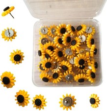 40 Pack Sunflower Push Pins Thumb Tacks Decorative Flower Cork Board Tacks