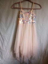 Cat Jack Pink Sequin Tulle Fit Flare Midi Dress Girls S 6/6X Party