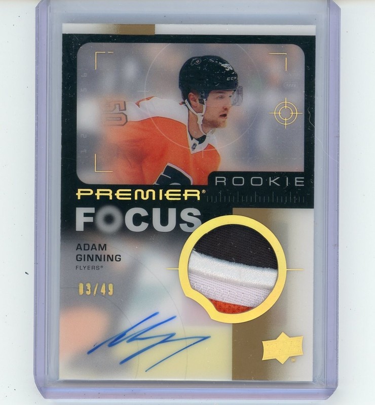 2023-24 PREMIER HOCKEY FOCUS #03/49 AUTO PATCH PHILADELPHIA FLYERS Adam Ginning