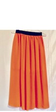 Women  s Orange Fashion Pleated Maxi Skirt ,Amazing Chiffon Long M