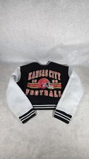 Kansas City Chiefs Youth 11/12 Fleece Varsity Jacket Snaps Black See Photos