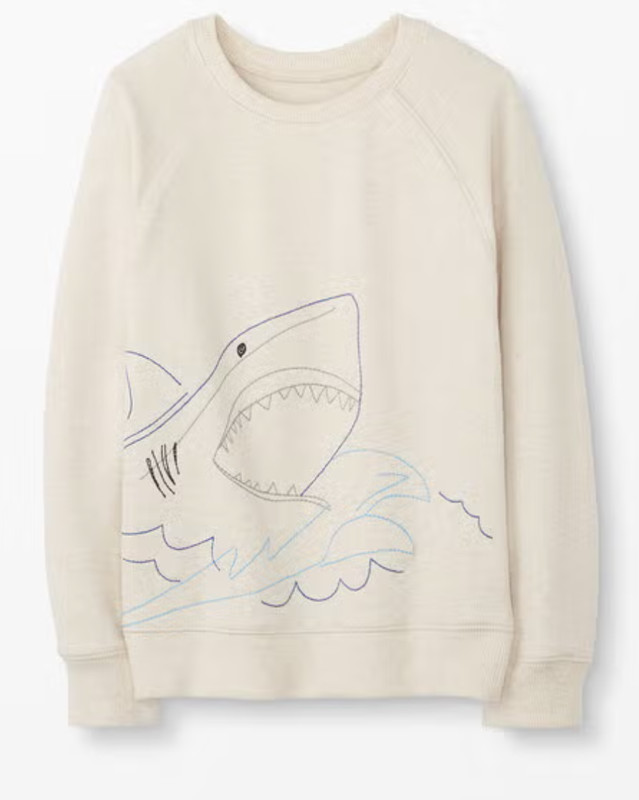 NWT Hanna Andersson sweatshirt - embroidered with waves and shark, size 14/160cm