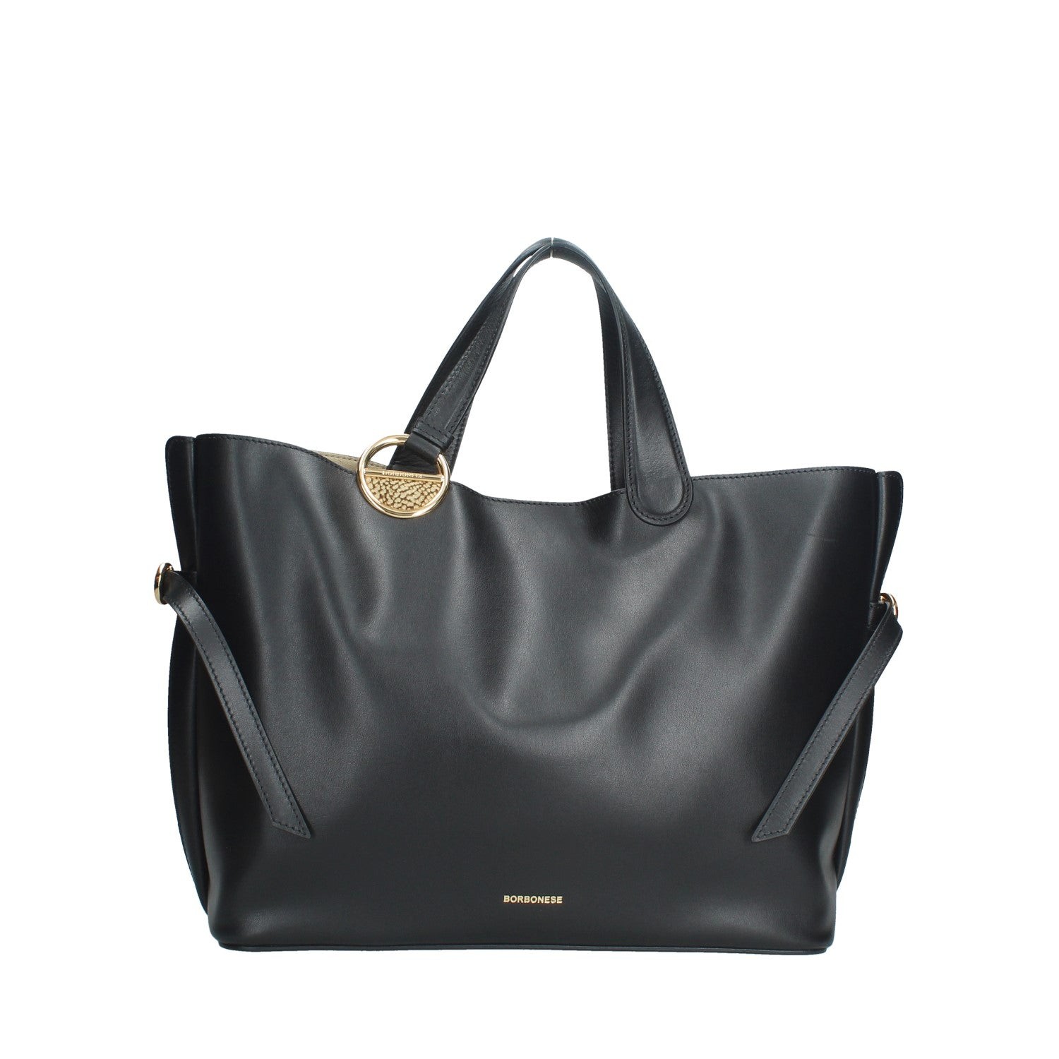 BORBONESE BORSA DONNA BRIDLE A MANO IN PELLE CON INSERTI IN AGNELLO