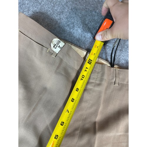 VINTAGE 50s Elbeco Dress Pants Mens 30x32 Tan Pleated Sanforized Poplin Officer - Picture 3 of 8