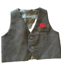 Deluxe Infant Boy Vest Black Tie Party Wedding 6-9 Months Red Pocket Square