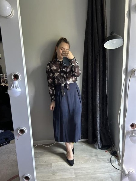 Women Jaeger Skirt Navy Acrylic S