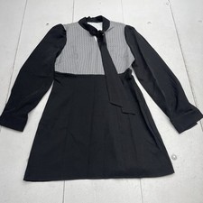 Shein Black Tie Neck Collar Long Sleeve Causal Business Dress Women's Size M