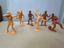 Lot of 6 Vintage Louis Marx  Co. 6  Plastic Cowboy and Indian Figures, 1964