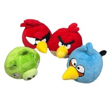 Lot 4 Angry Birds Plush Space Super Red Bird Blues Pig 2010 Commonwealth Toy