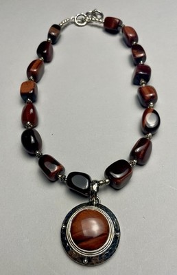 Doug Paulus Sterling Silver & Tiger Eye Pendant Necklace