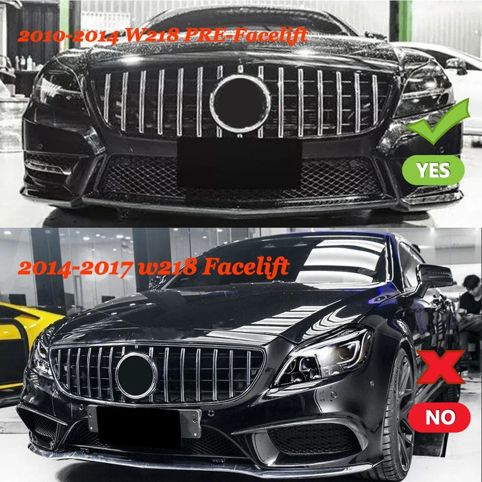 Glossy Black GTR Front Grille For 2011-2014 Mercedes Benz CLS W218 CLS550 CLS350 - Изображение 2 из 4
