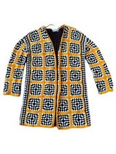 MANGO Damen Strickjacke Gehäkelt Geometrisches Muster Mehrfarbig Gr. 36/S