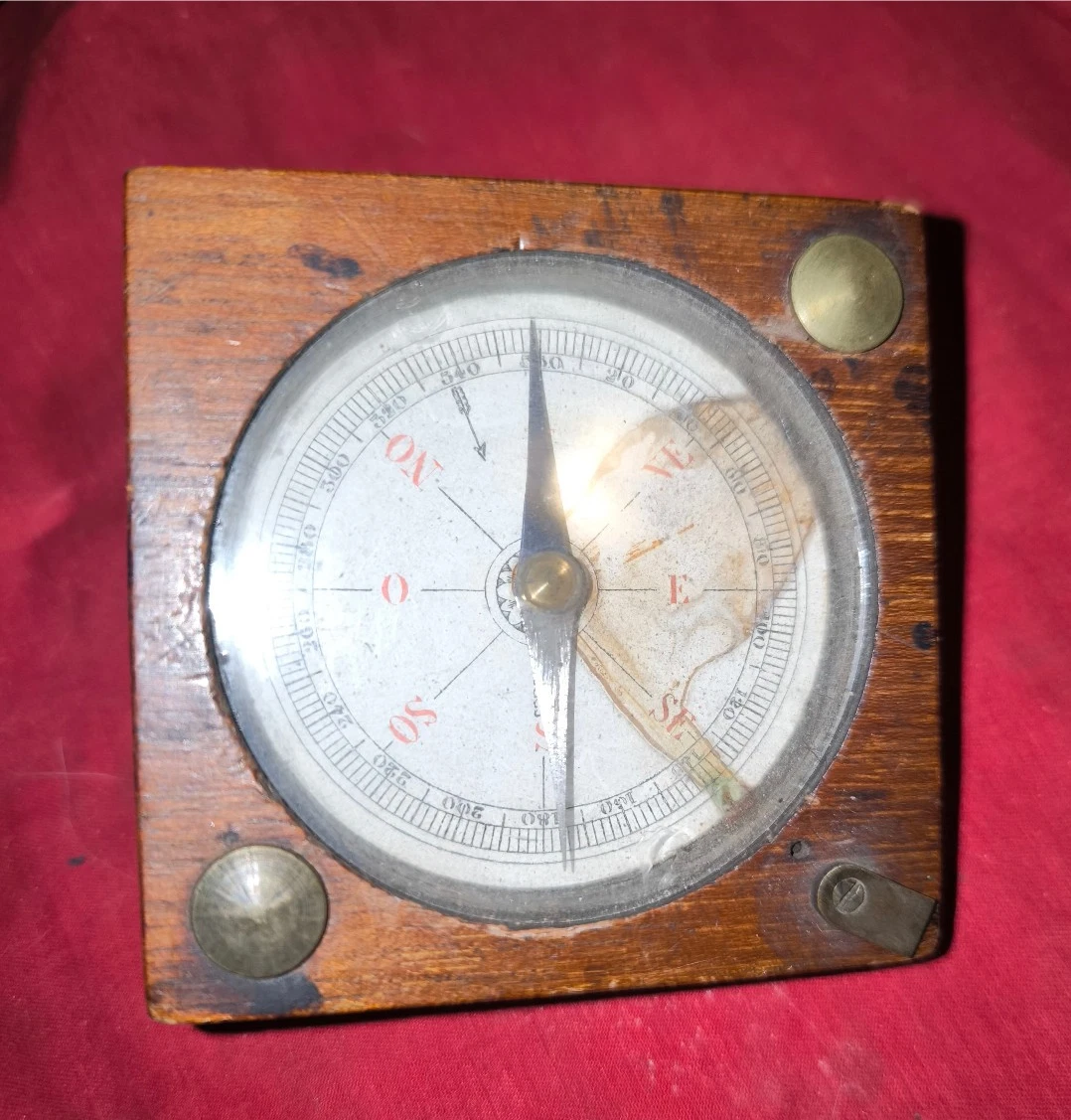Boussole Vintage En Cuir Rouge Et étui – Style Militaire Antique, Pour Camping Ou Déco
