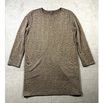 Clara Sun Woo Dress Women's Brown Knit Long Sleeve Sheath Pullover Size S