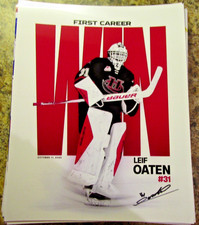 LEIF OATEN SIGNED 8x10 GLOSSY PHOTO LETHBRIDGE HURRICANES 2028 NHL DRAFT (A)