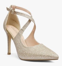 Women  s 4  Pointed Toe D  Orsay Pumps Stilettos High Heel Crossed Ankle Strap