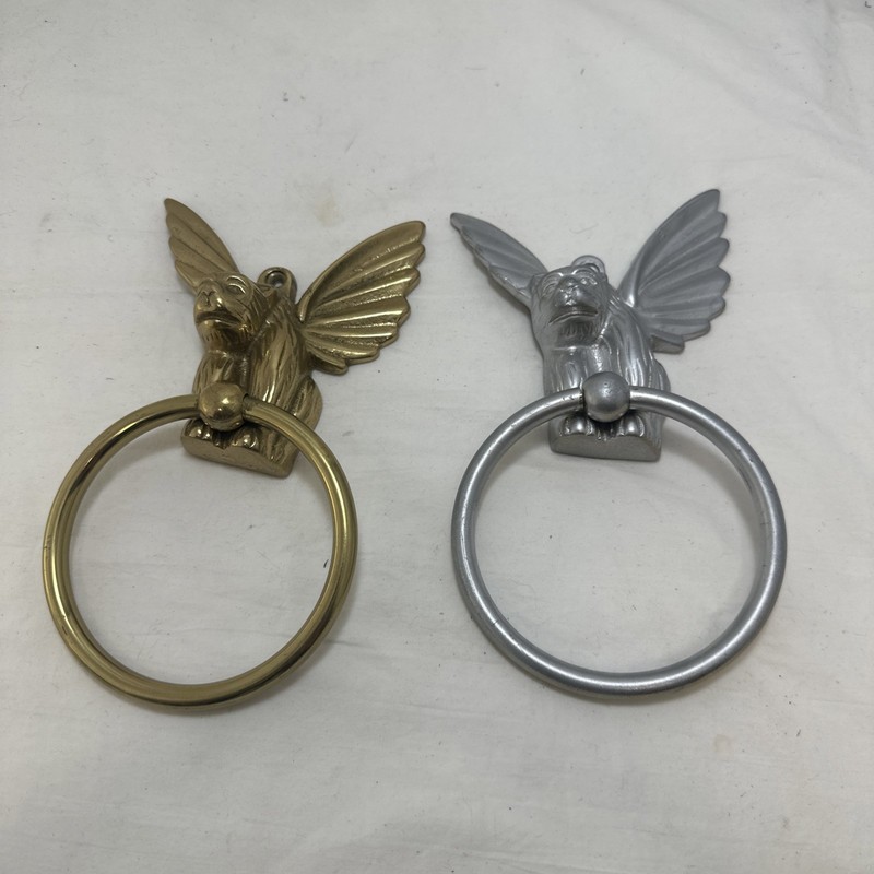 Vintage Gargoyle Brass Towel Ring