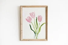 Pink Tulip Wall Art | Cute Printable Poster Girly Dorm Room & Apartment Decor