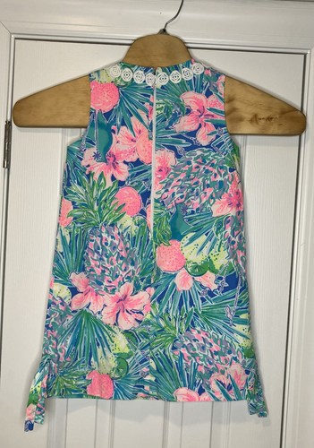 Lilly Pulitzer Youth Girls Shift Dress Blue Green Pink Floral Fruits 10 - Picture 6 of 7