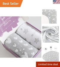 Luxury 100 Cotton Bassinet Sheets - 2 Pack, Soft and Breathable Design