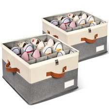2 Pack Shoe Organizer for Closet, Adjustable Shoe Box Storage Containers, Lar...