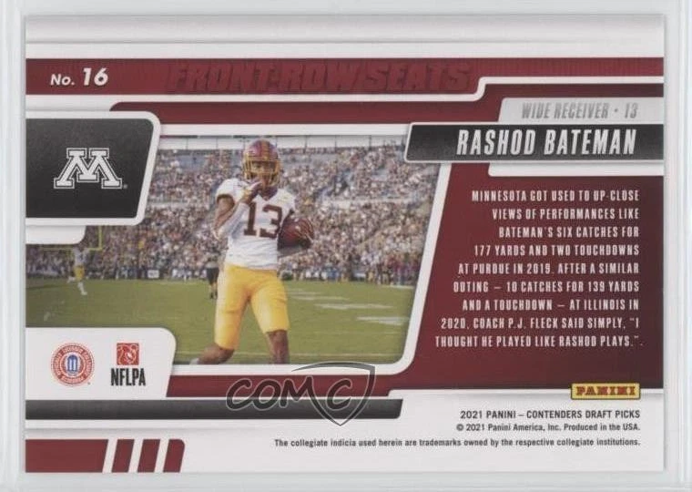 2021 Panini Contenders Draft Picks Pink Cracked Ice /23 Rashod Bateman Rookie RC - Image 2 of 2