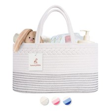 luxury little Diaper Caddy Organizer Extra Large Cotton Rope Nursery Basket C...