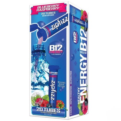 Zipfizz Healthy Energy Drink Mix, Blueberry Raspberry, 20 Count