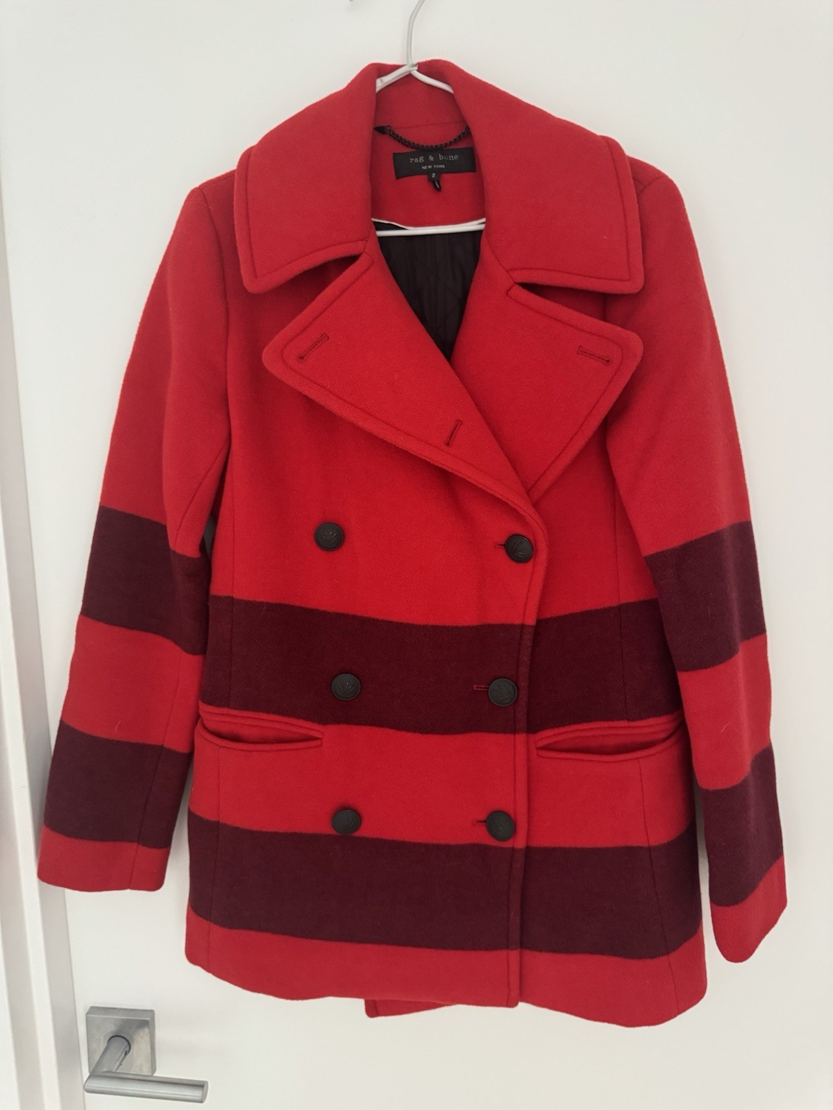 Rag and Bone Red Skye Peacoat, Size 2 (Medium) - image 1