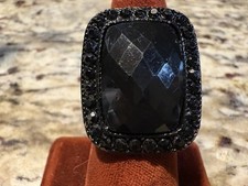 Costume Large Black Faux Onyx Stone Ring Size7