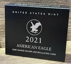 2021-W American Silver Eagle 1 Ounce Uncirculated Coin W/ COA & BOX (21EGN)
