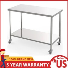 36"/48"/60" Stainless Steel Prep Table, 2-Tier Heavy Duty Commercial Work Table